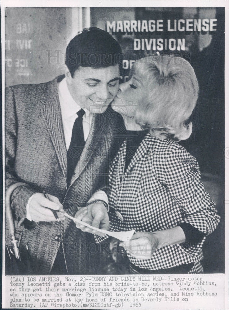1965 Actors Tommy Leonetti &amp; Cindy Robbins Press Photo - Historic Images