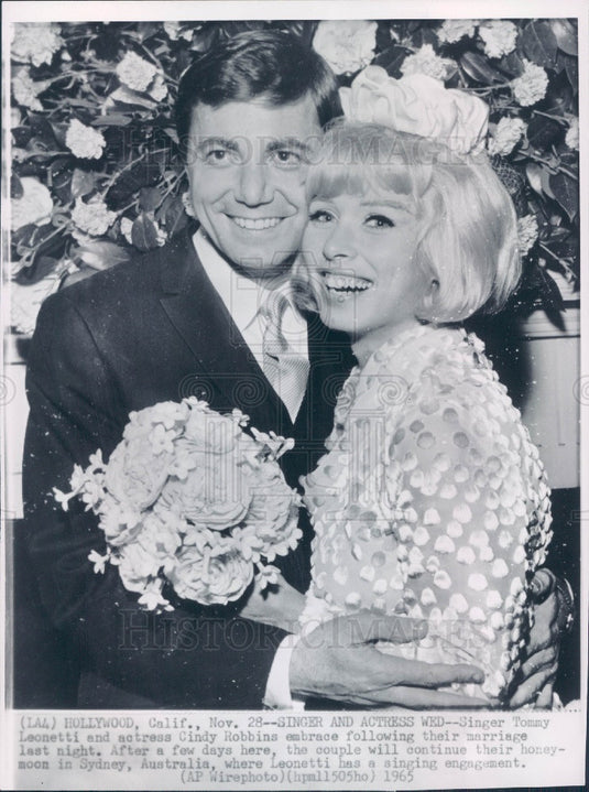 1965 Actors Tommy Leonetti & Cindy Robbins Press Photo - Historic Images