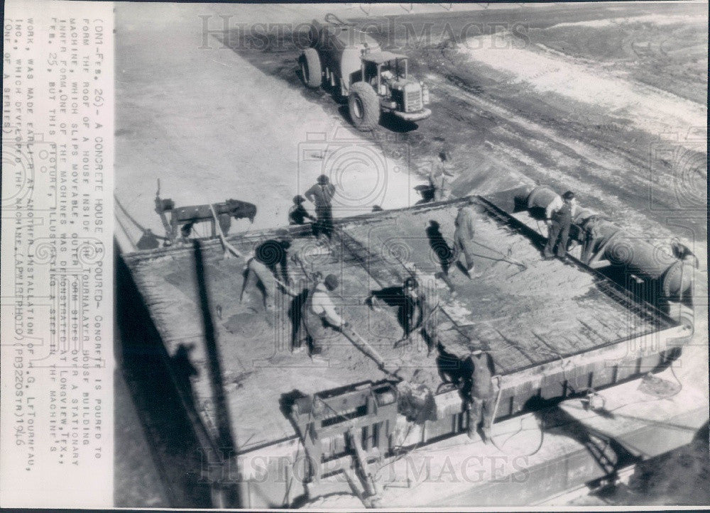 1946 Tournalayer Concrete House Builder Press Photo - Historic Images