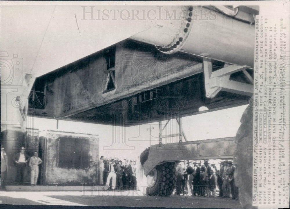 1946 Tournalayer Concrete House Builder Press Photo - Historic Images