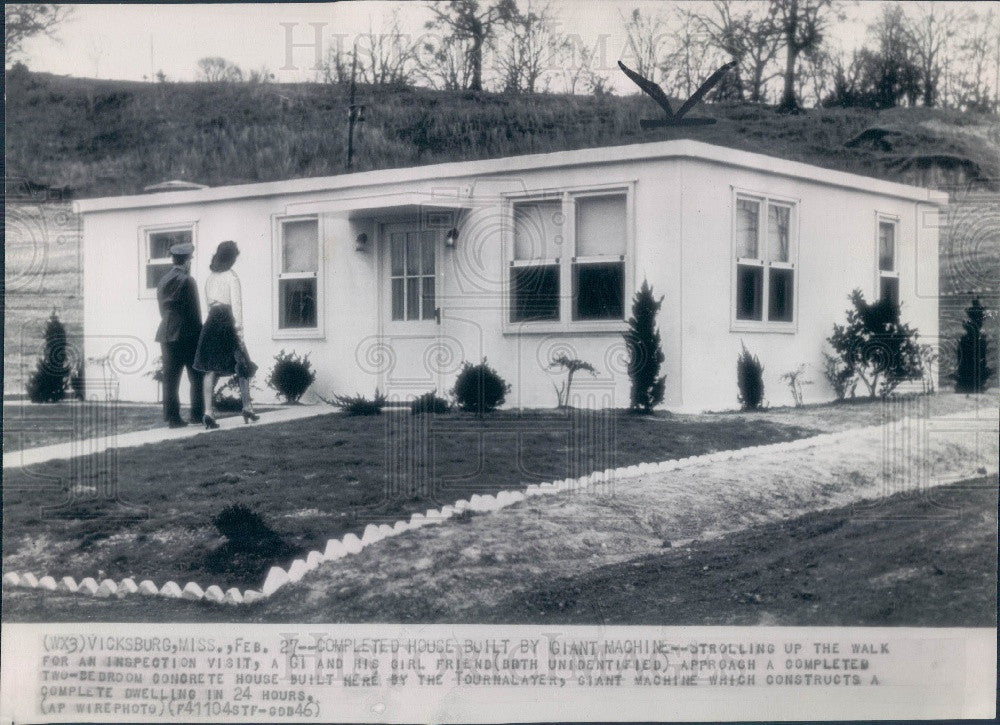 1946 Tournalayer Concrete House Builder Press Photo - Historic Images