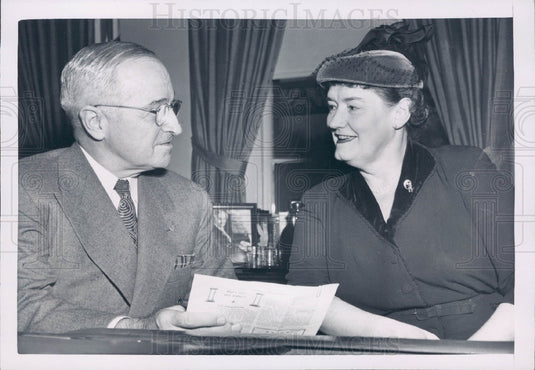 1952 US Pres Truman & India Edwards DNC Press Photo - Historic Images