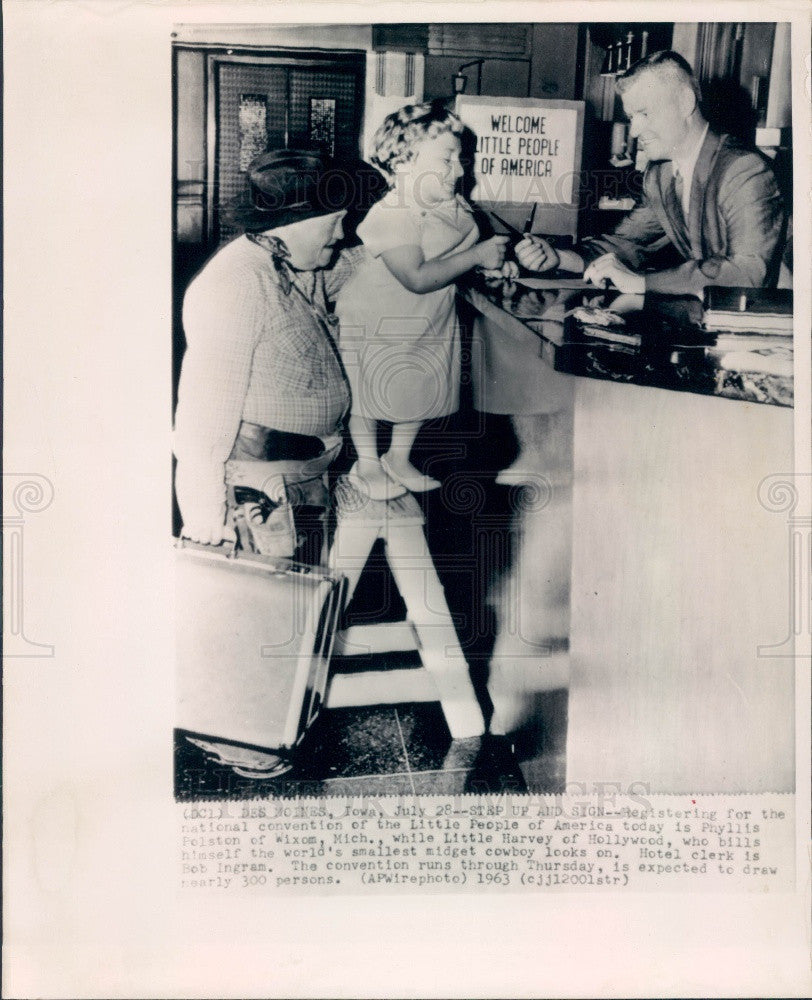 1963 Worlds Smallest Cowboy Little Harvey Press Photo - Historic Images