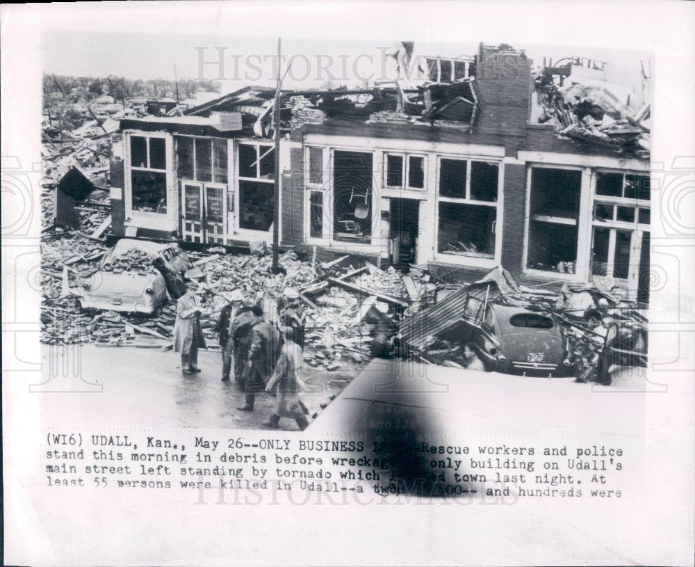 1955 Udall Kansas Tornado Damage Press Photo - Historic Images