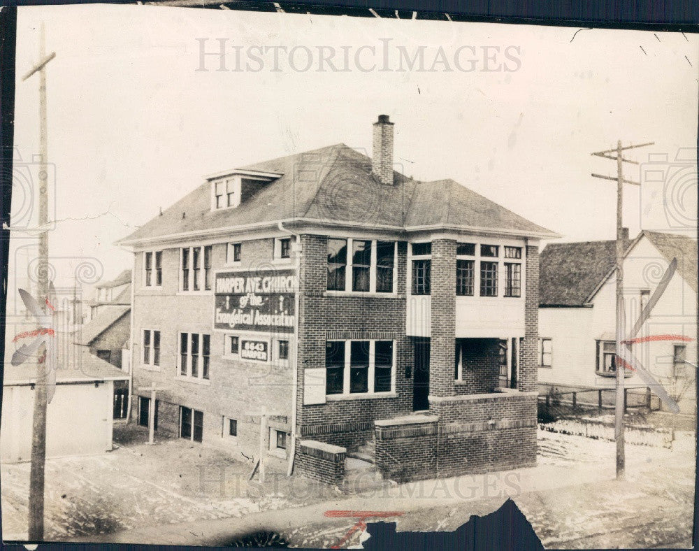 1925 Detroit Harper Ave Evangelical Church Press Photo - Historic Images