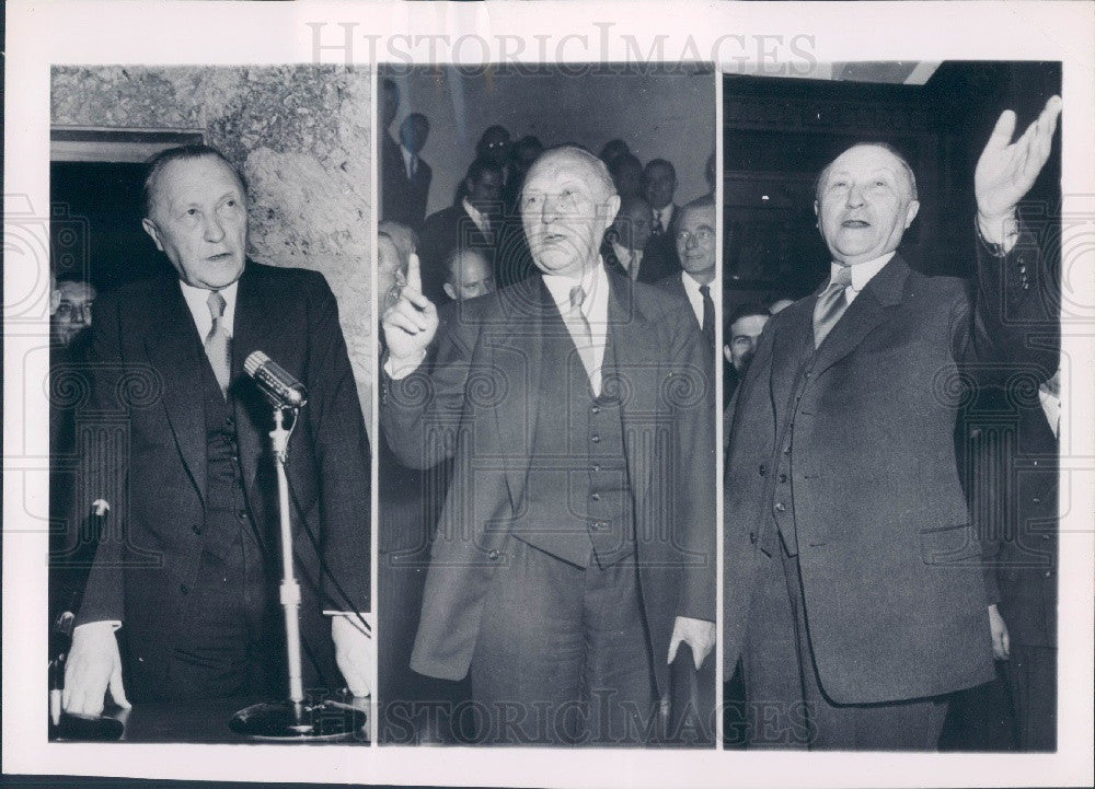 1955 German Chancellor Konrad Adenauer Press Photo - Historic Images