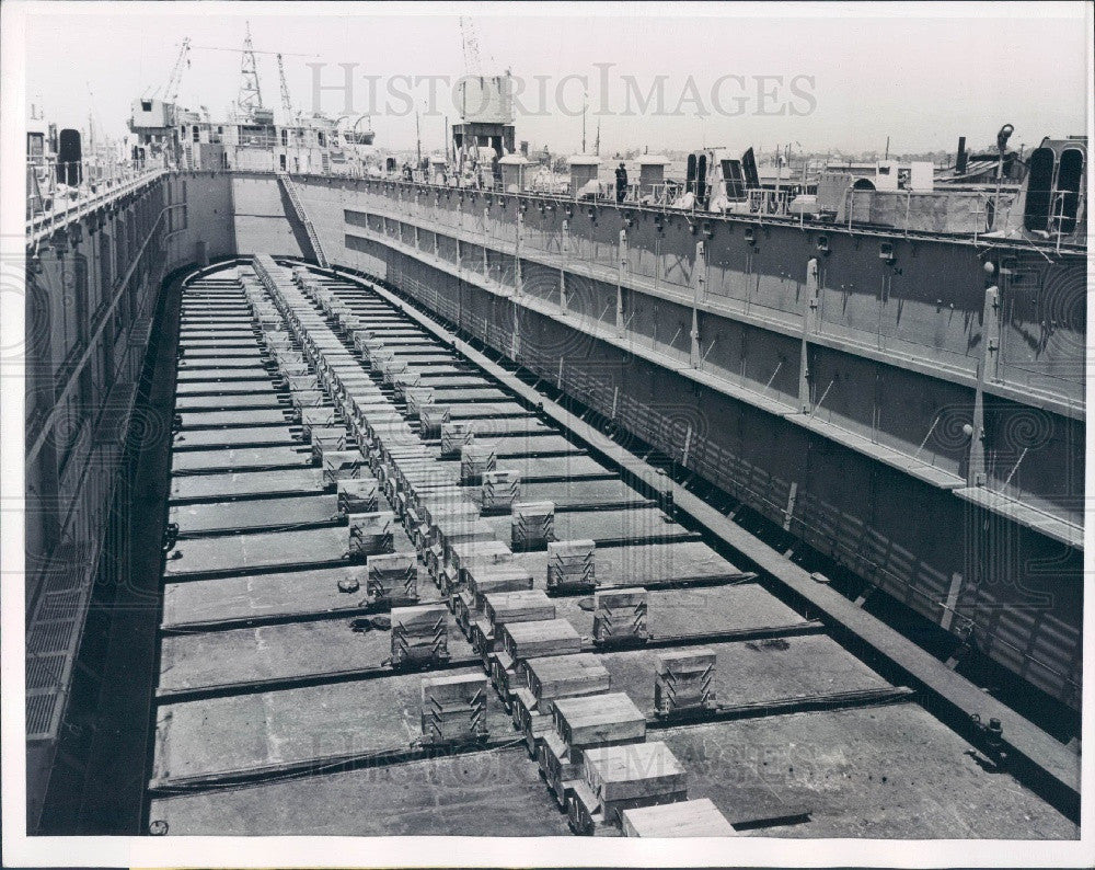 1944 Alameda CA Floating Navy Dry Dock Press Photo - Historic Images