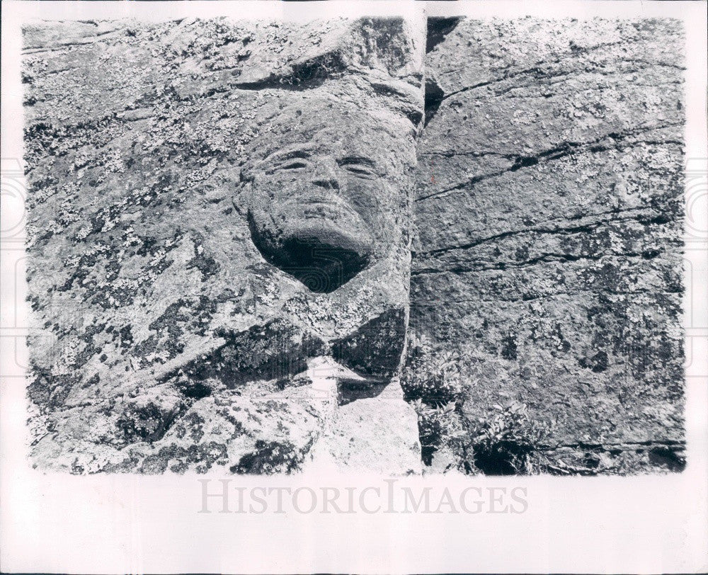 1962 Michigan Gov Lewis Cass Stone Face Press Photo - Historic Images