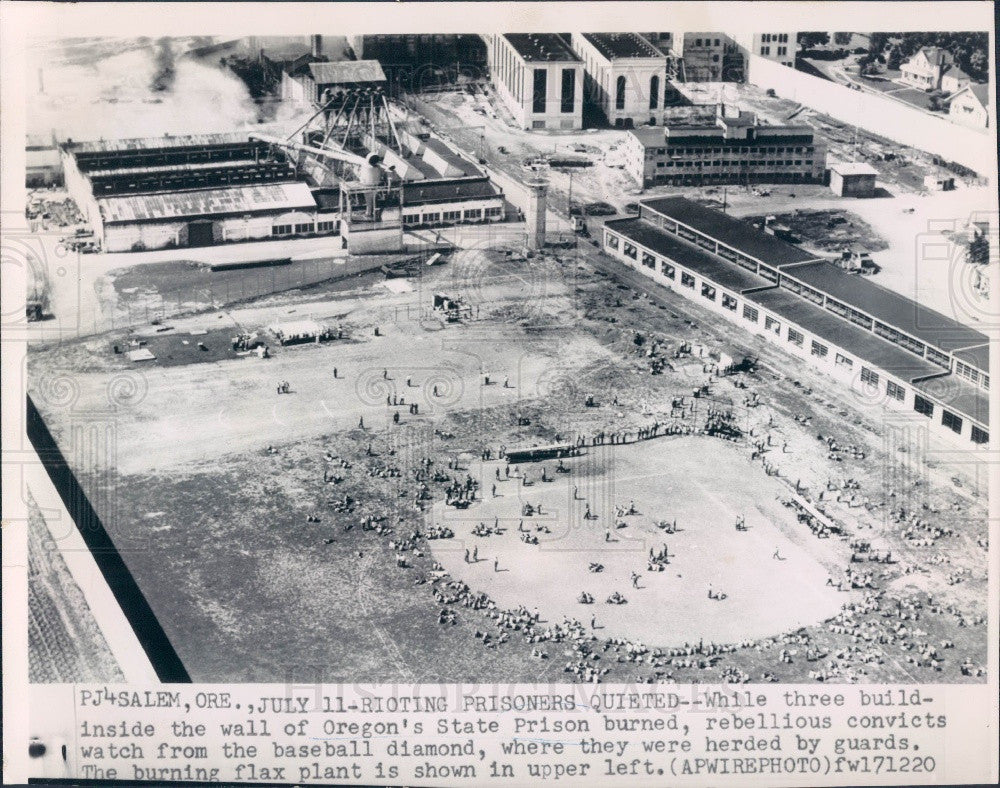 Undated Salem OR State Prison Riots Fire Press Photo - Historic Images