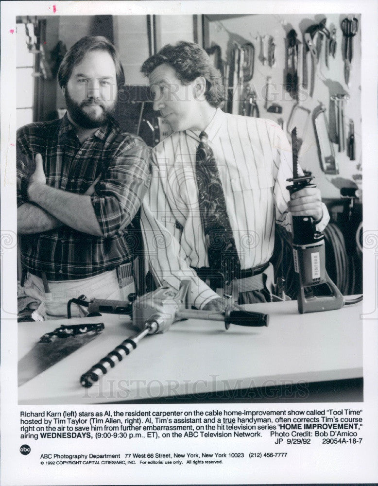1993 Actors Richard Karn &amp; Tim Allen Press Photo - Historic Images