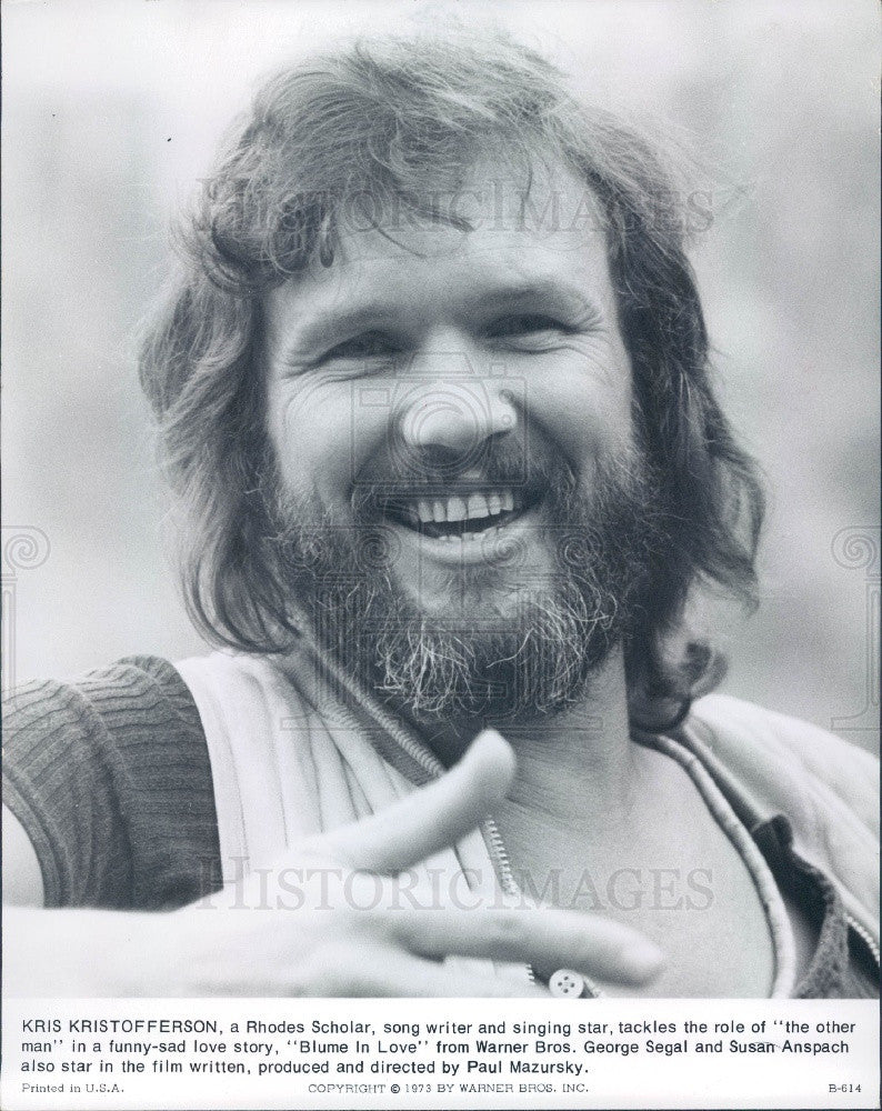 Undated Singer/Actor Kris Kristofferson Press Photo - Historic Images