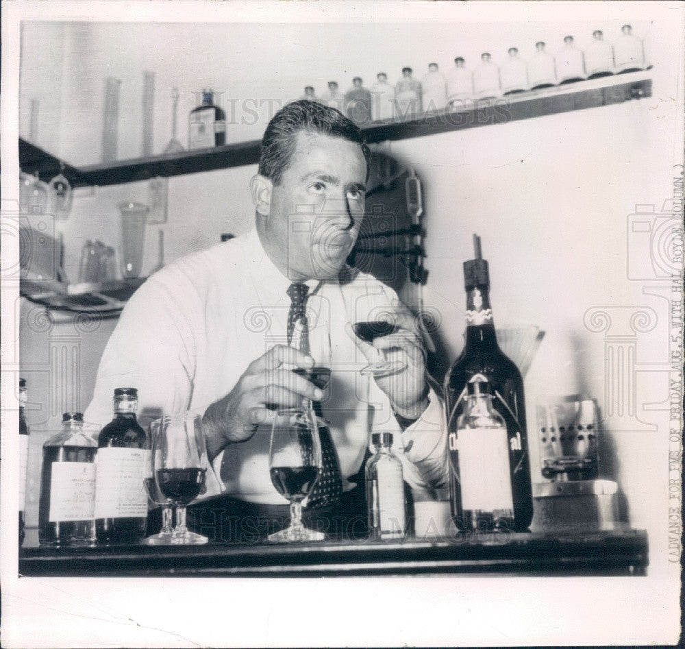 1955 NY Whiskey Taster Walter Seid Press Photo - Historic Images