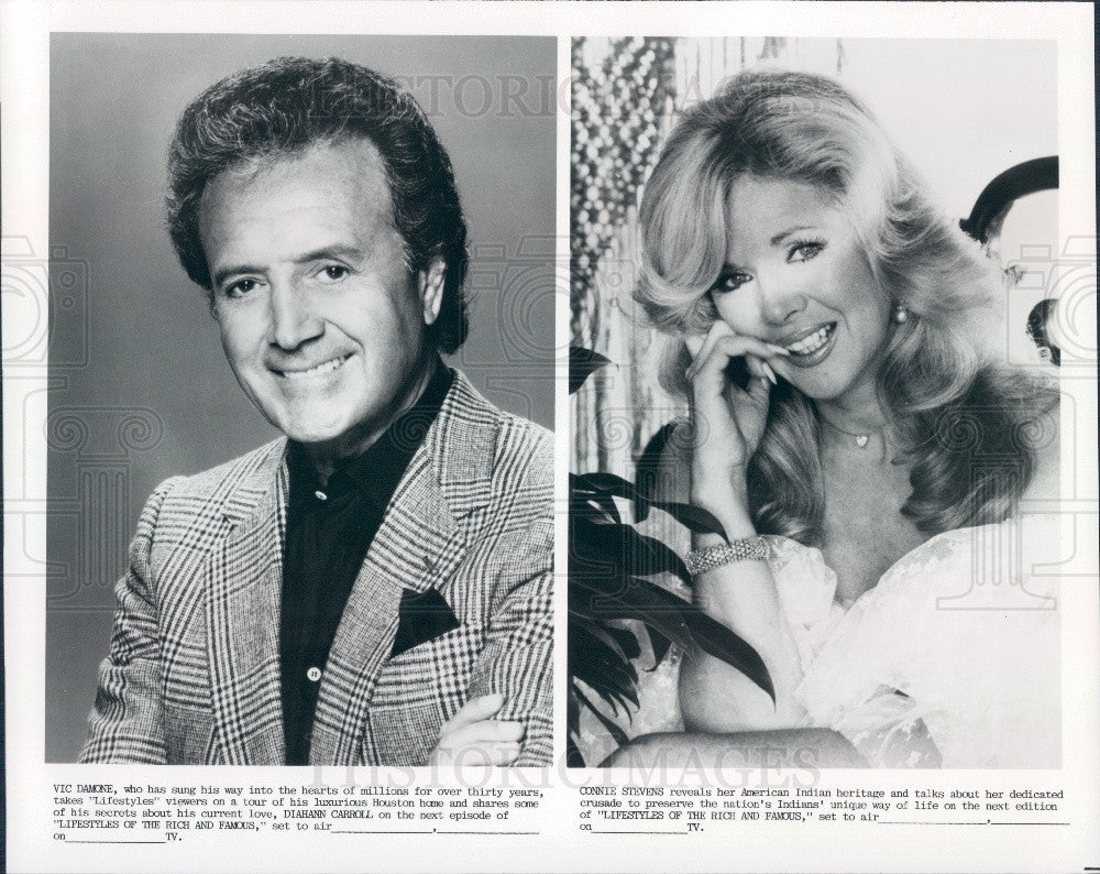 1985 Singers Vic Damone & Connie Stevens Press Photo - Historic Images