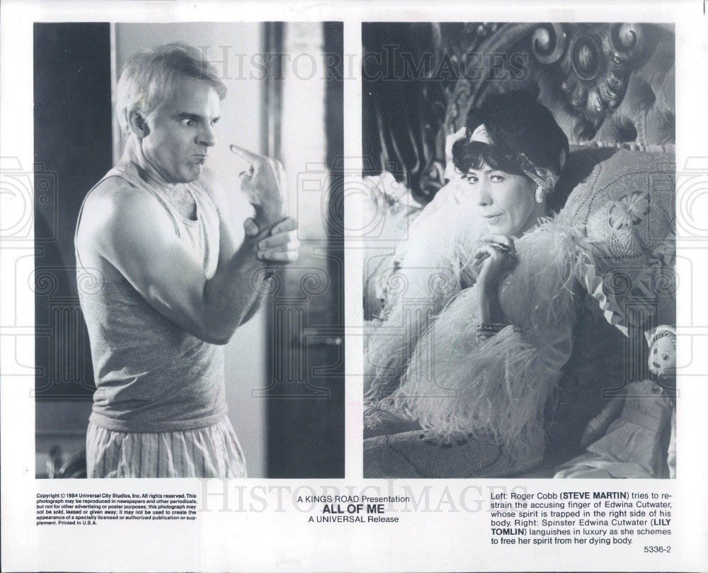 1985 Actors Steve Martin &amp; Lily Tomlin Press Photo - Historic Images