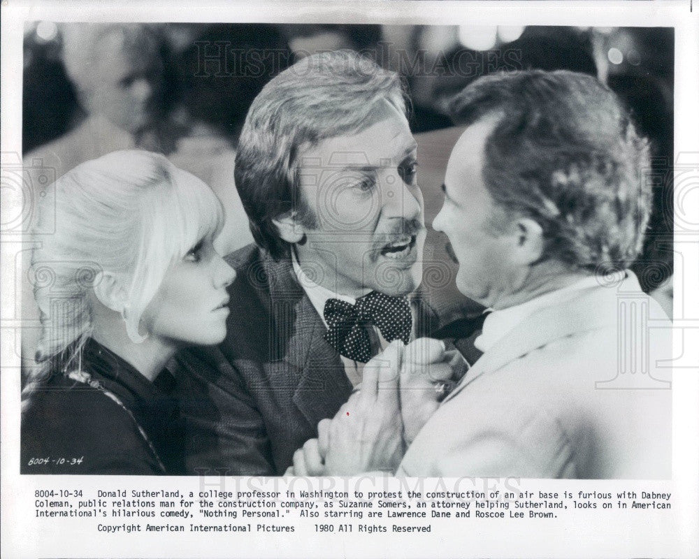 1980 D Sutherland/D Coleman/Suzanne Somers Press Photo - Historic Images