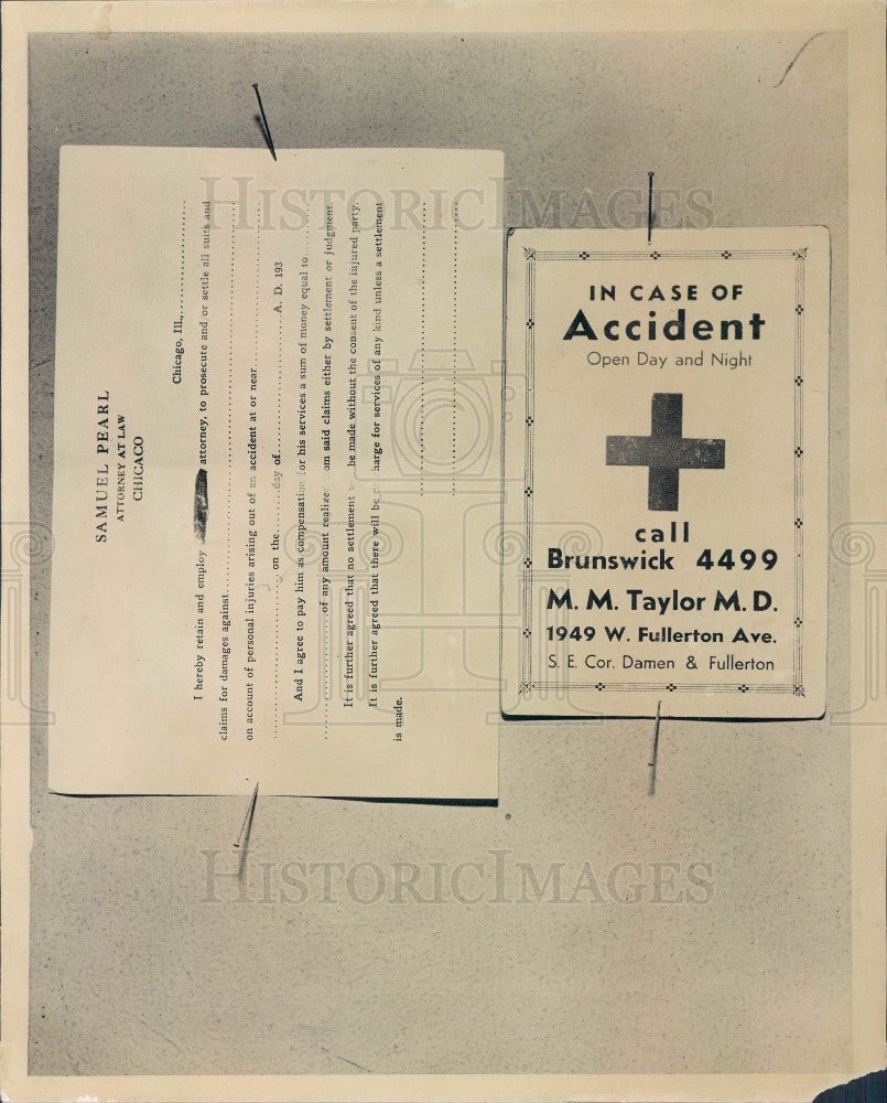 1936 Ambulance Chaser Calling Card Press Photo - Historic Images