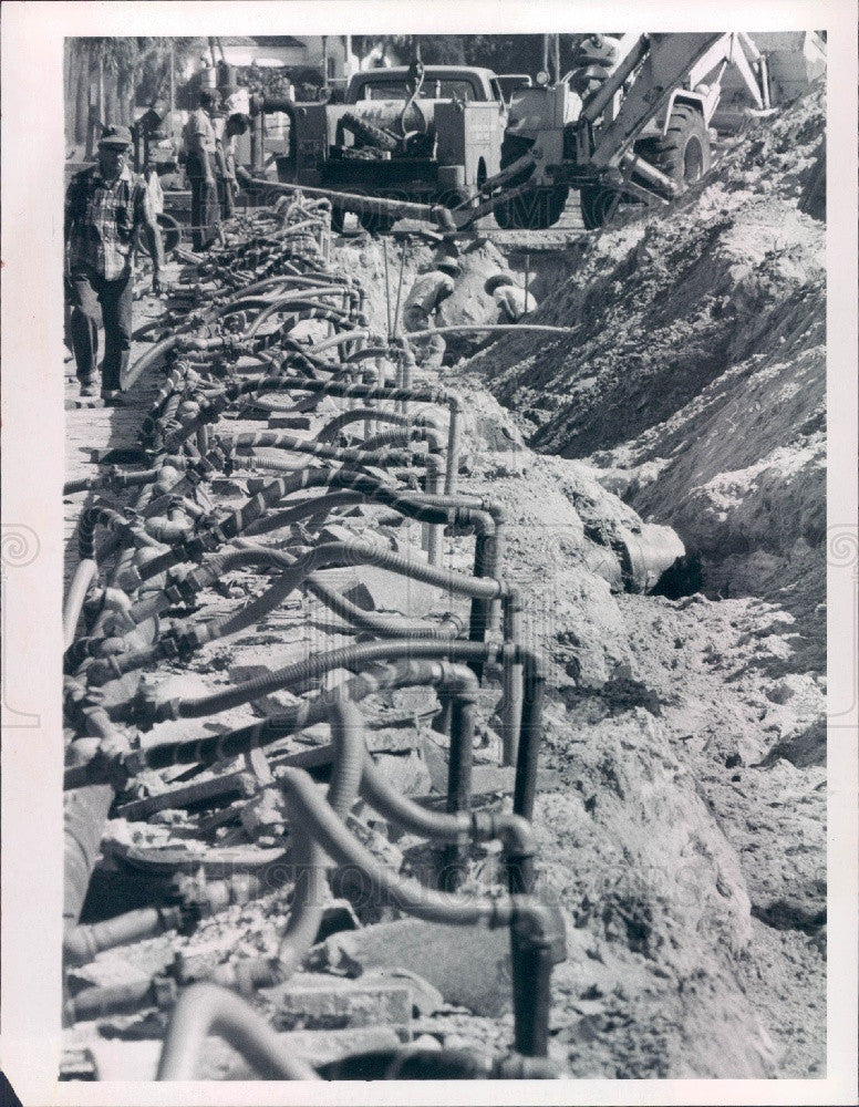 1969 St Petersburg Florida North Shore Drive Sewer Construction Press Photo - Historic Images