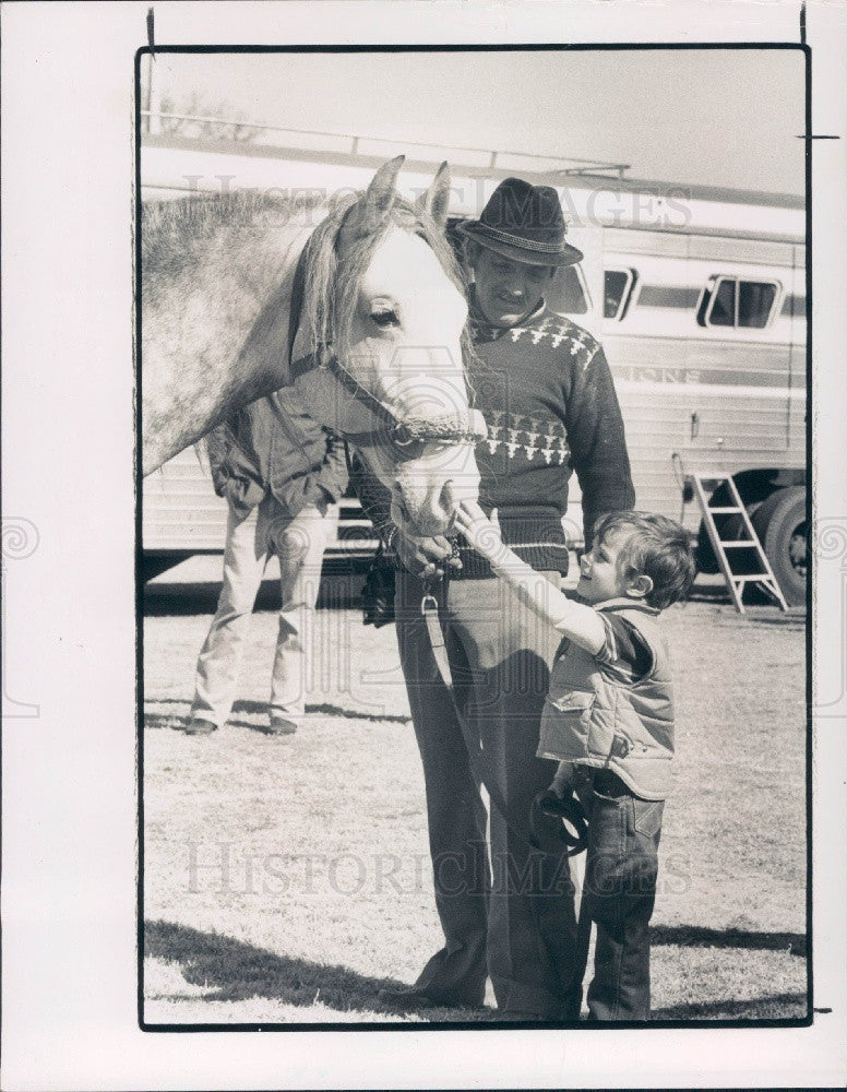 1981 Lipizzan Stallion and Harry Herrmann Press Photo - Historic Images