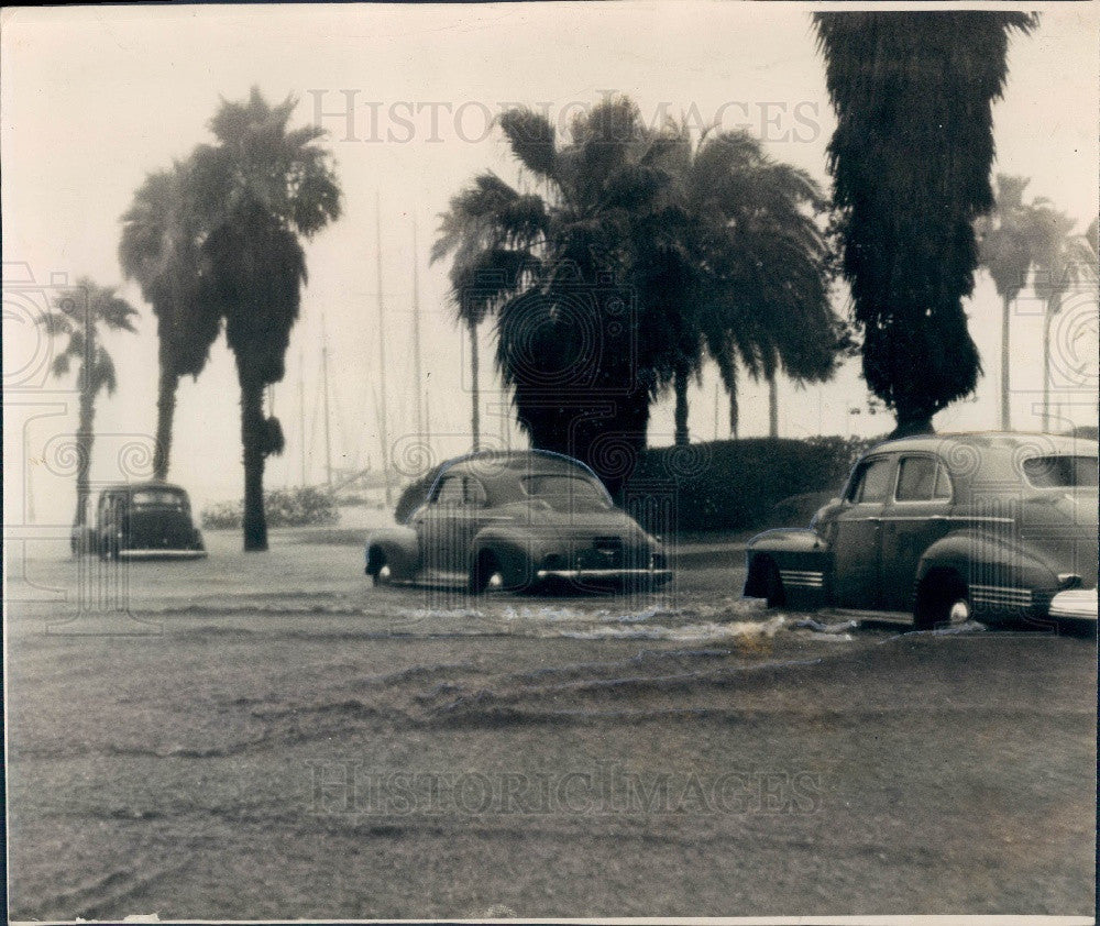 1947 St Petersburg Florida Flooding on Beach Drive Press Photo - Historic Images