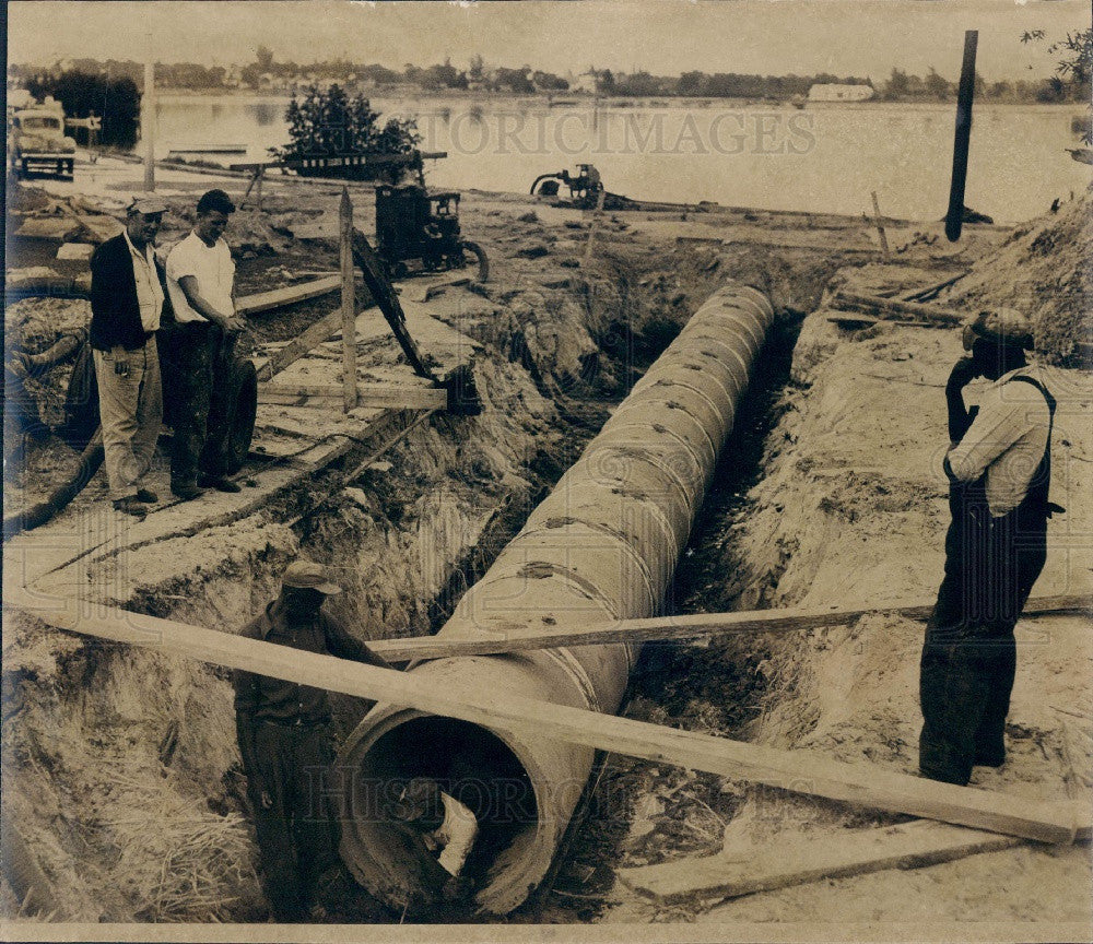 1948 St Petersburg Florida Storm Sewers Locust Street Press Photo - Historic Images