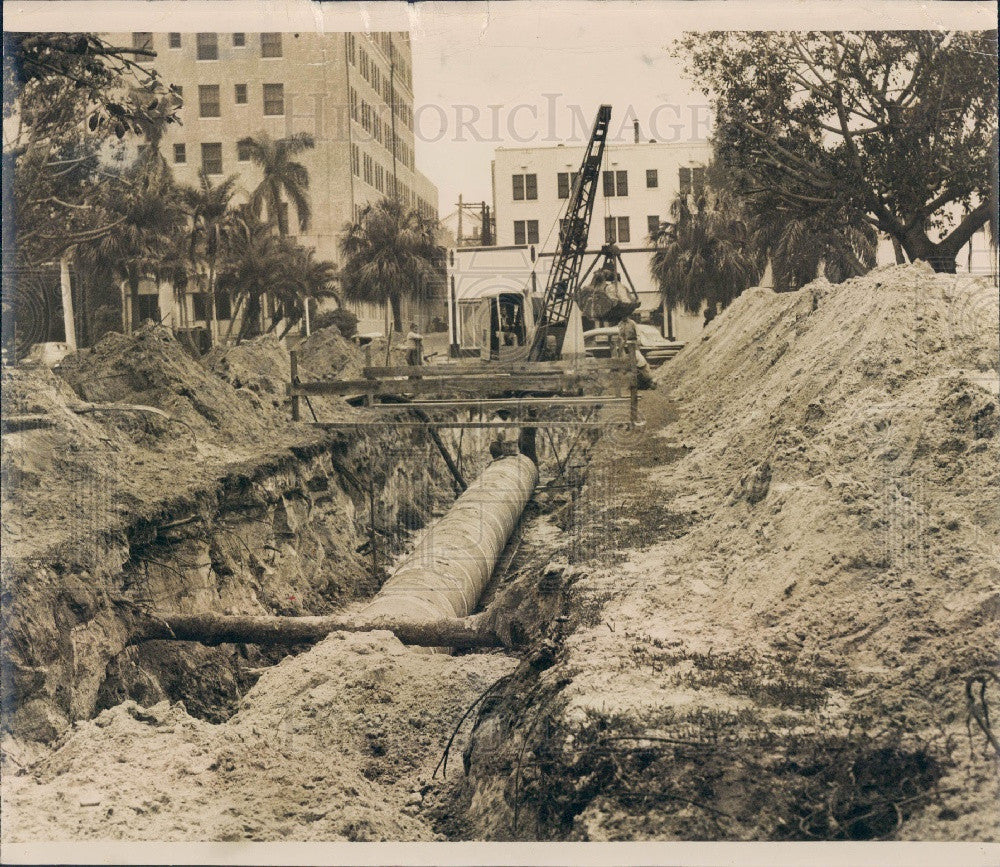 1947 St Petersburg Florida Storm Sewers Beach Drive Press Photo - Historic Images