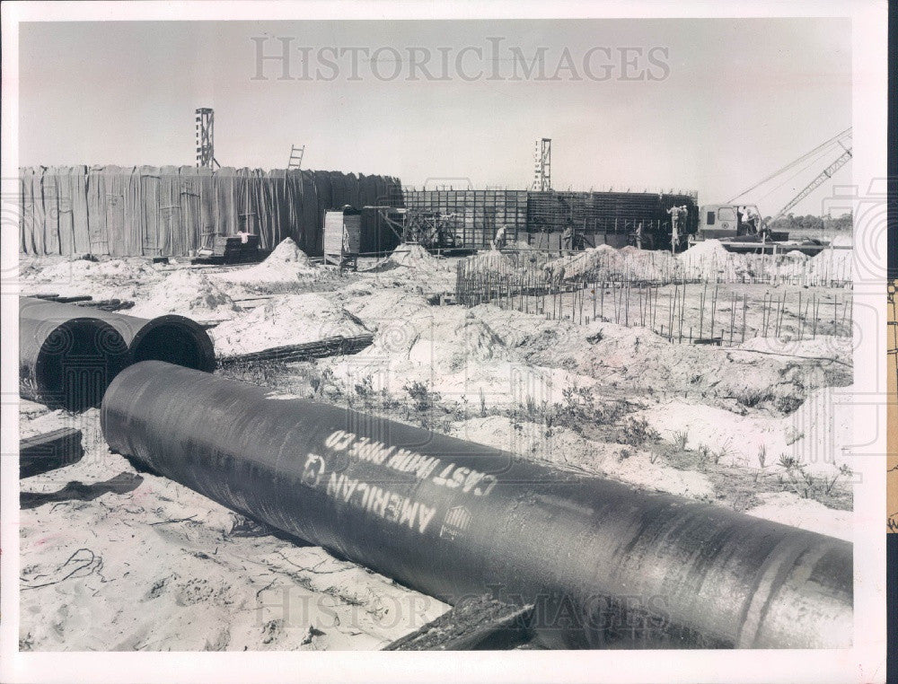 1955 St Petersburg Florida Sewage Plant Construction Press Photo - Historic Images