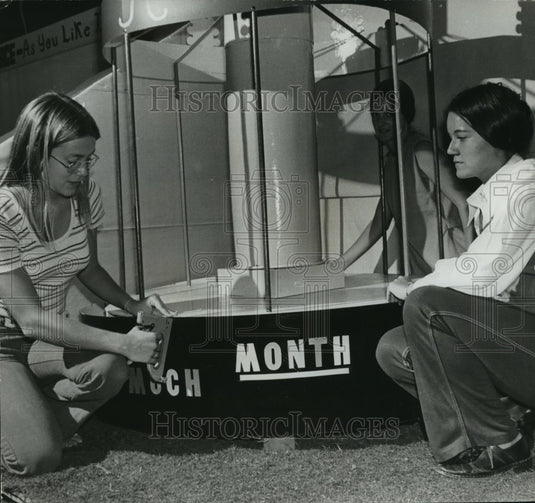 1972 Press Photo Alabama- Childersburg FHA youngsters finish up their exhibit. - Historic Images