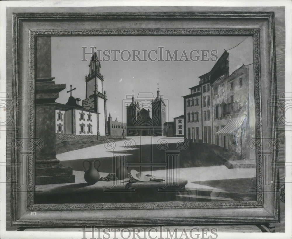 1956 Press Photo Alabama-Birmingham Museum's "Tristan Hillier's oil Landscape. - Historic Images