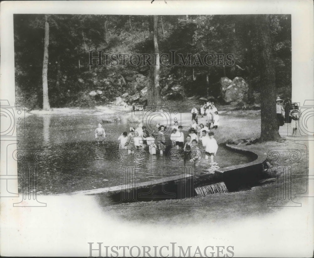 1961, Visitors in Avondale Park Wading Pool, Birmingham, Alabama - Historic Images