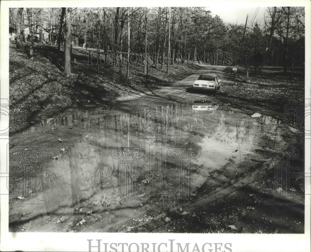 1979 Alabama-Birmingham- Rose Drive pothole is a problem for cars.-Historic Images