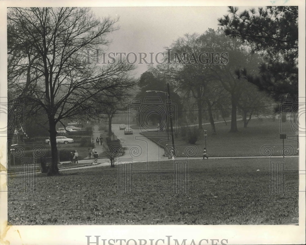 1985 Press Photo Alabama-Birmingham&#39;s Norwood Boulevard very near the school. - Historic Images