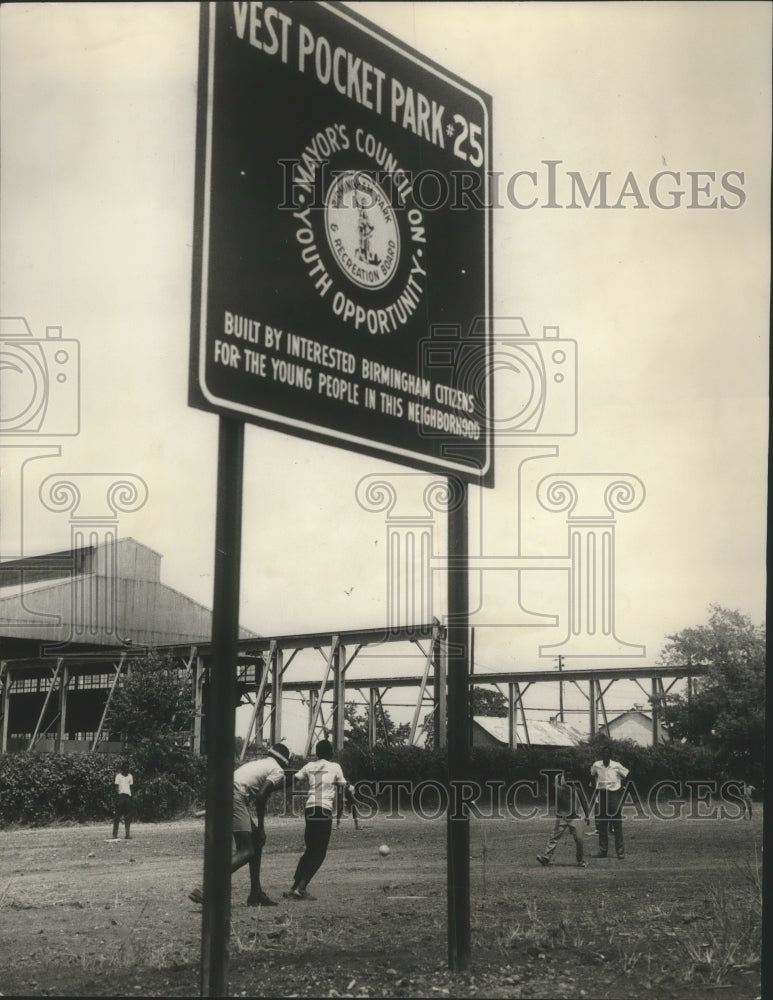 1969, Alabama-Youth play at Birmingham's cleaned up Vest Pocket Park. - Historic Images