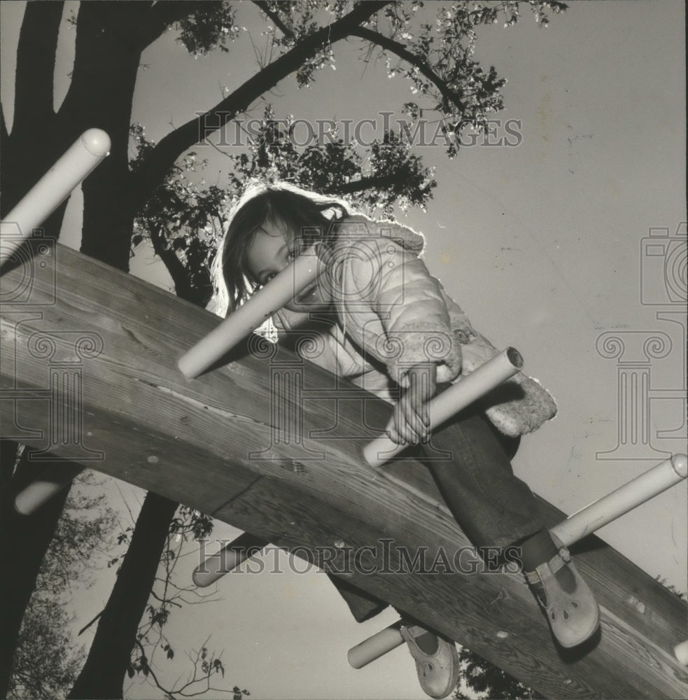 1978 Alabama-Child at Birmingham Willow Wood Park&#39;s wood playground.-Historic Images