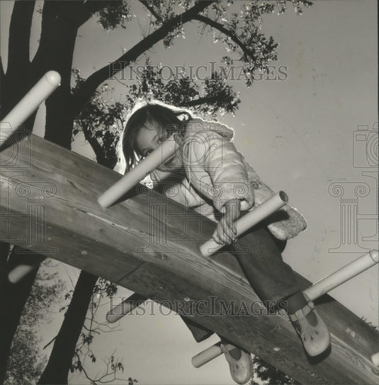 1978 Alabama-Child at Birmingham Willow Wood Park's wood playground.-Historic Images