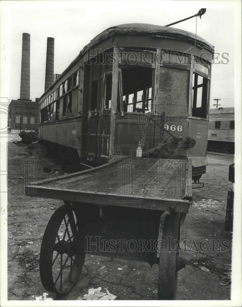 1980 Press Photo Alabama-Damaged rail car at Robert Kincey Memorial Rail Museum. - Historic Images