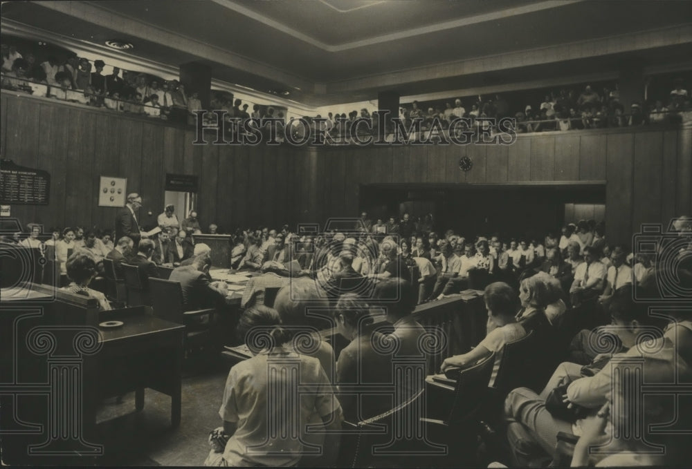 1971, Parents Concerned Over Busing Pak County Courthouse, Alabama - Historic Images