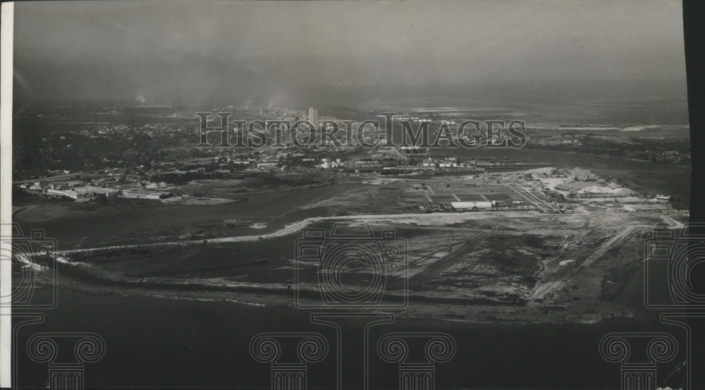 1972 Press Photo Air view of Alabama&#39;s McDuffie Island Coal handling plant. - Historic Images