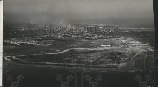 1972 Press Photo Air view of Alabama's McDuffie Island Coal handling plant. - Historic Images