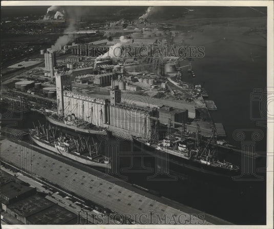 1970 Aerial view of ships at Alabama State Docks.-Historic Images