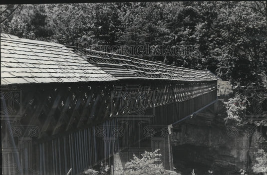 1974 Alabama-Horton Mill covered bridge in Oneonta, Blount County.-Historic Images