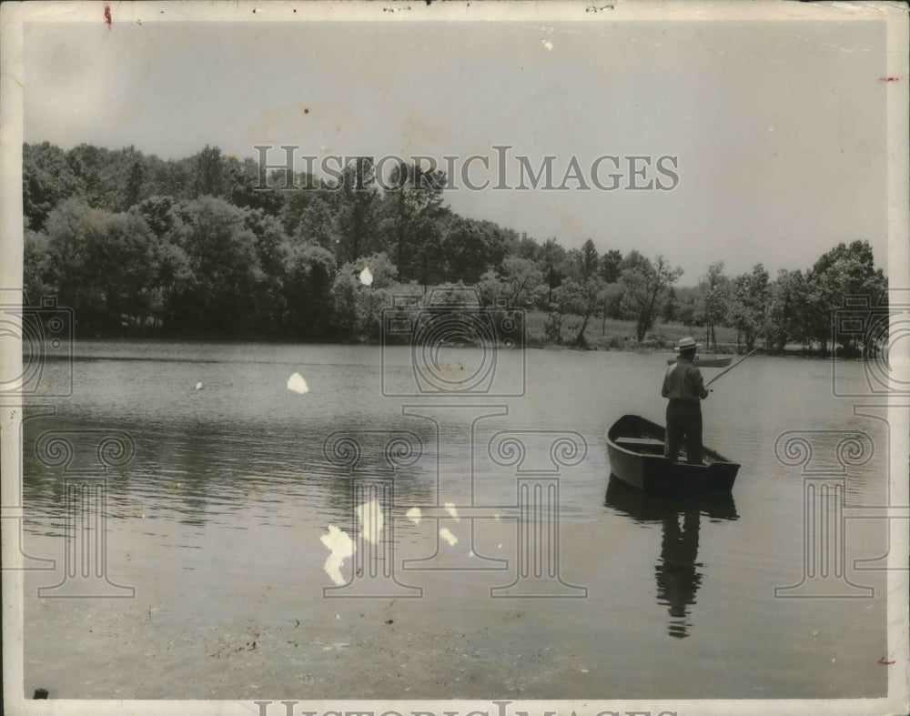 1951, Lone Fisherman on Pearl Lake in Alabama - abna07368 - Historic Images