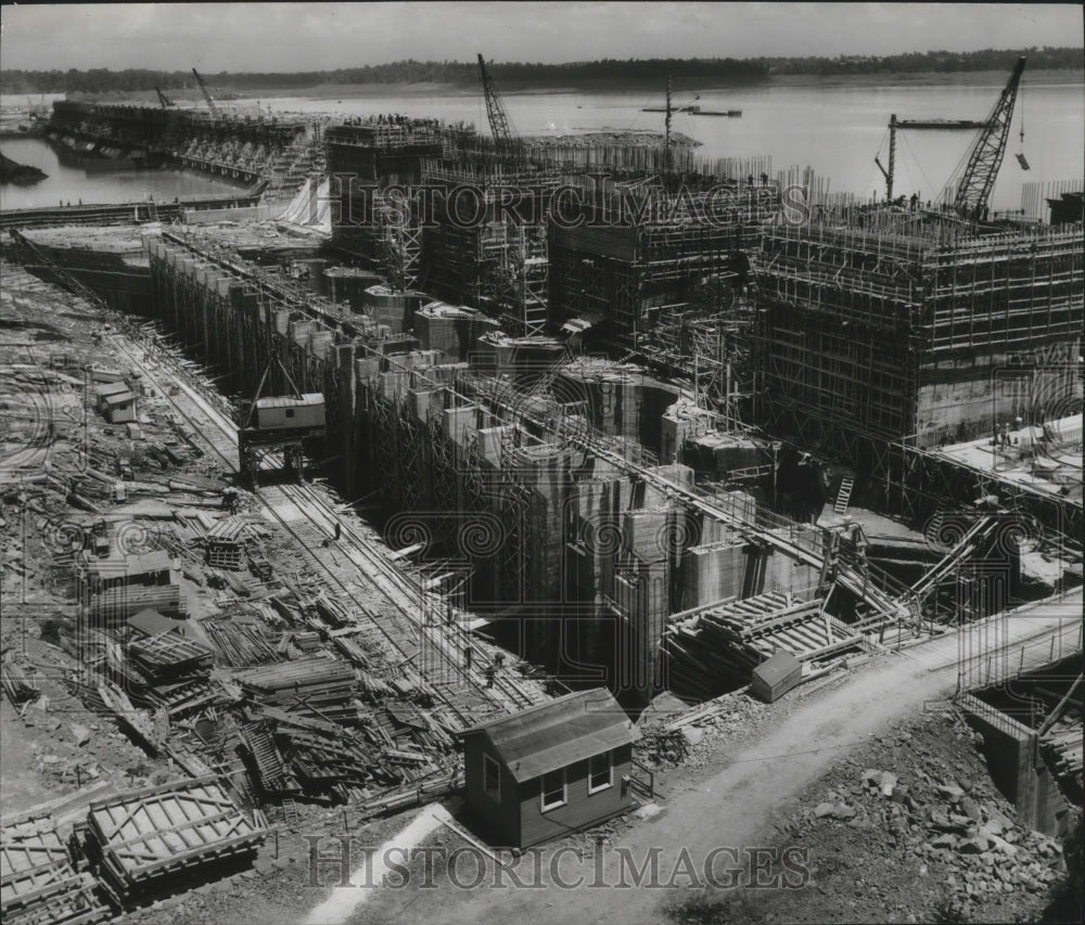 1966 Press Photo Wheeler Dam in Alabama Under Construction - abna07412 - Historic Images