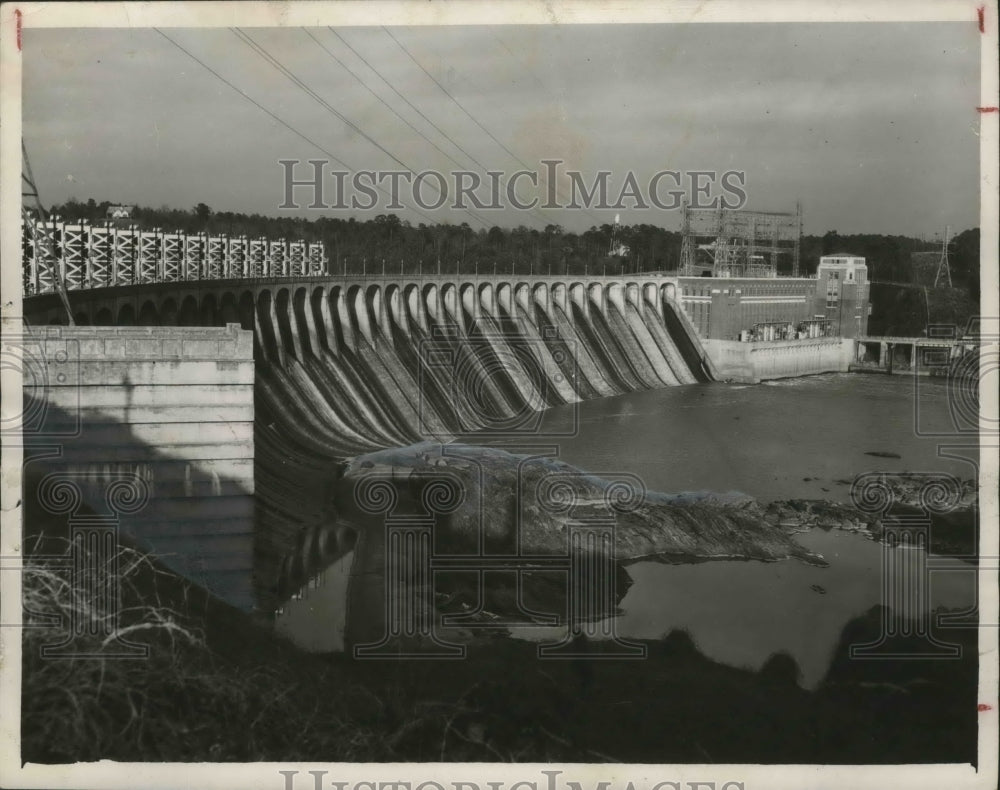 1953 Press Photo Alabama-Jordan Dam on the Coosa River in Elmore County. - Historic Images