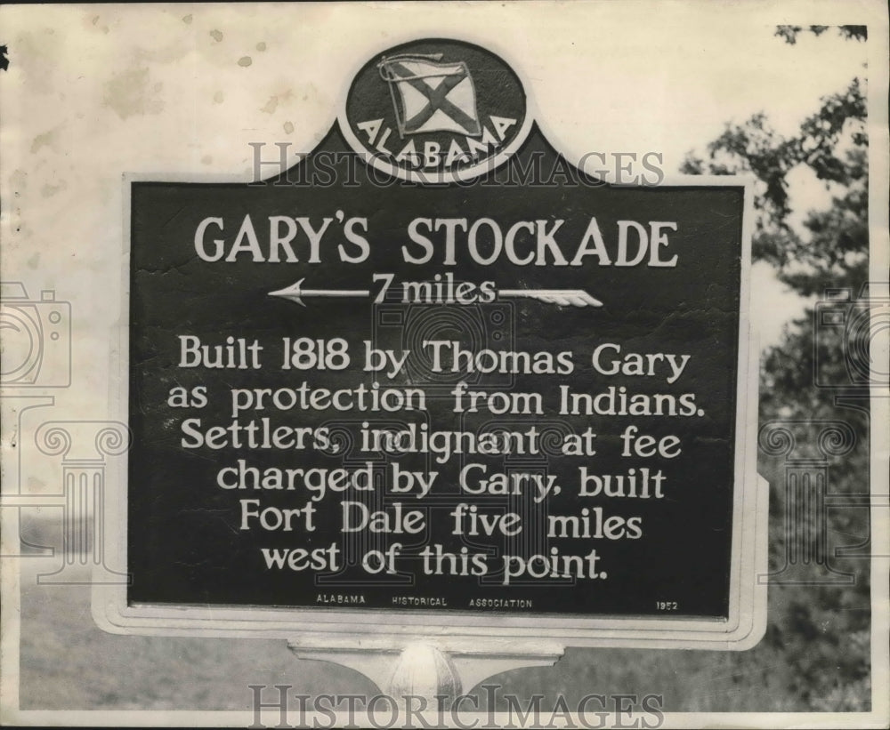 1953, Alabama historical marker points to Gary&#39;s Stockade, Butler Co. - Historic Images