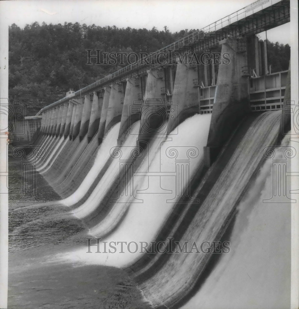 1956 Alabama-Bankhead Dam (former Lock 17) open floodgates.-Historic Images