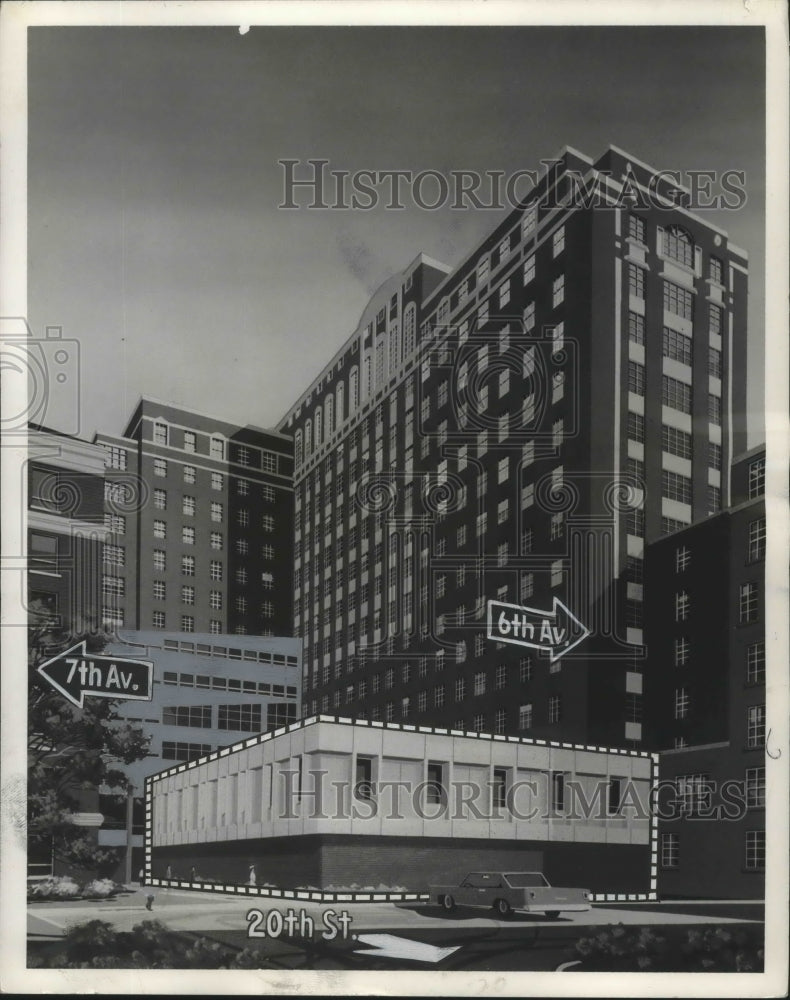 1968 Press Photo Alabama-University Hospital adding new kitchen and cafeteria. - Historic Images