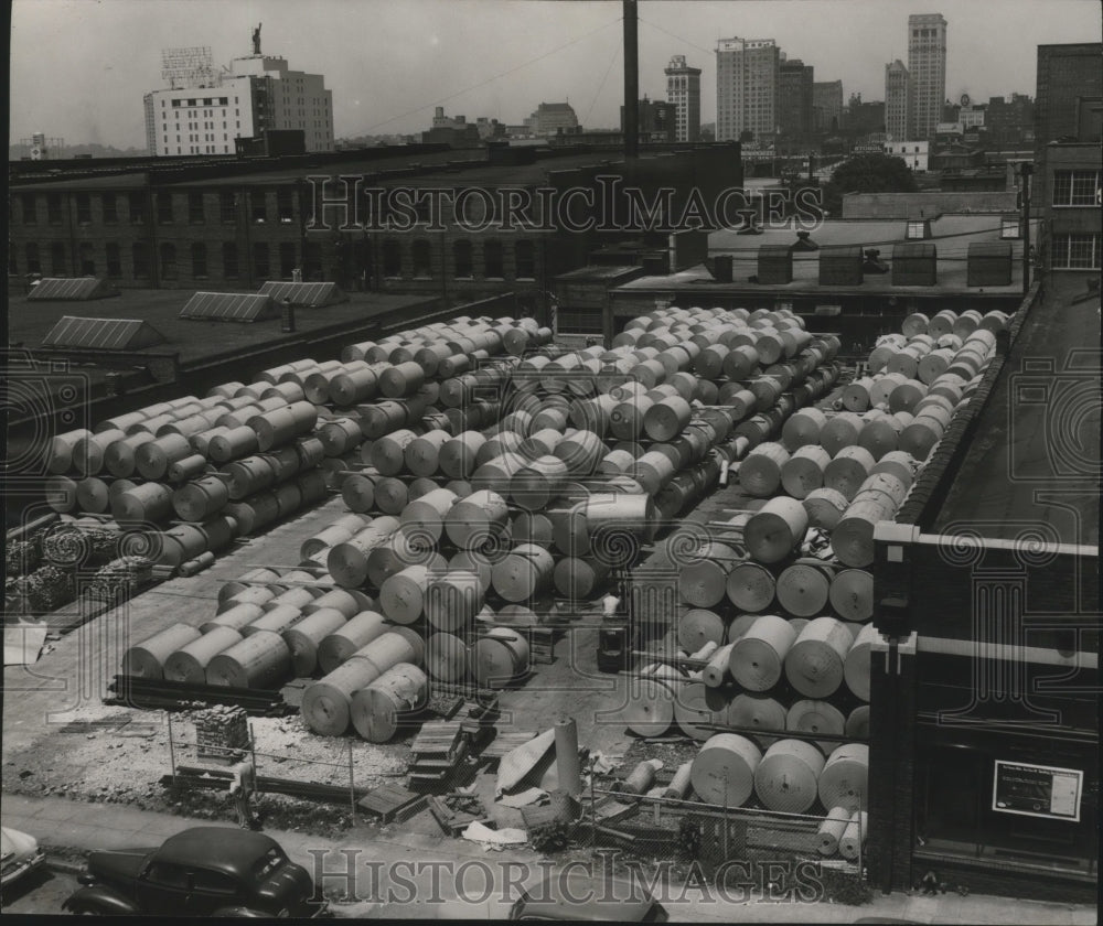 1952, Alabama-Rolls of paper at Birmingham&#39;s Paper Company plant. - Historic Images