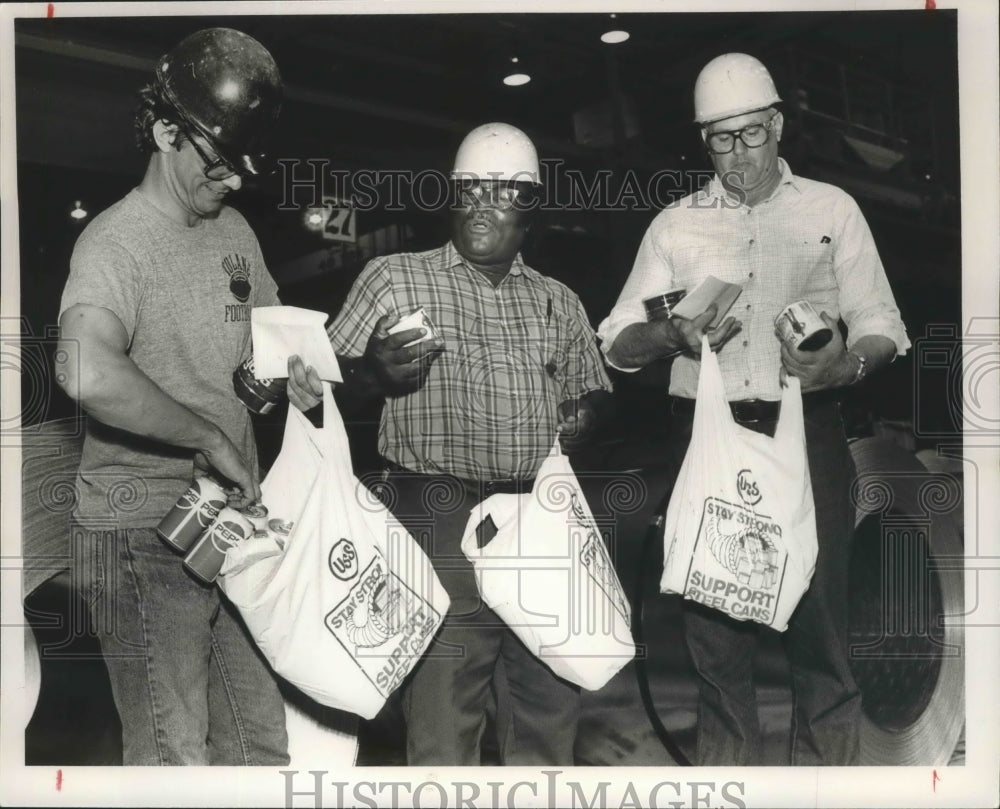 1988 Press Photo Alabama-USS workers Frankie Martin, David Rogers, Bob Thomas. - Historic Images