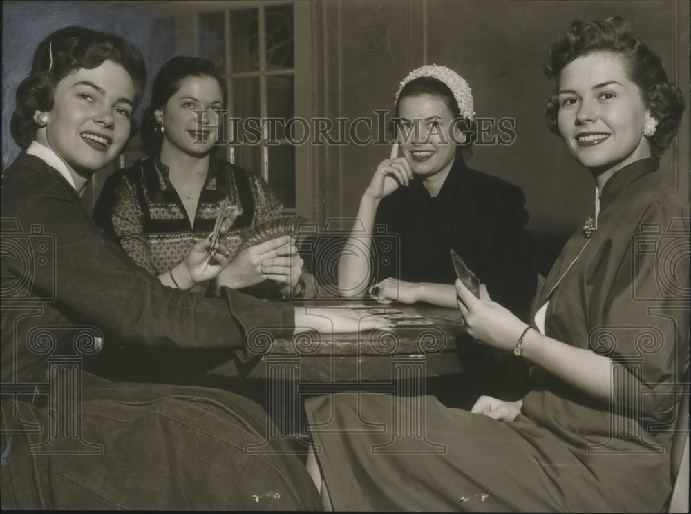 1953, Memphis, Tenn., Maid of Cotton finalist relax and await turn. - Historic Images