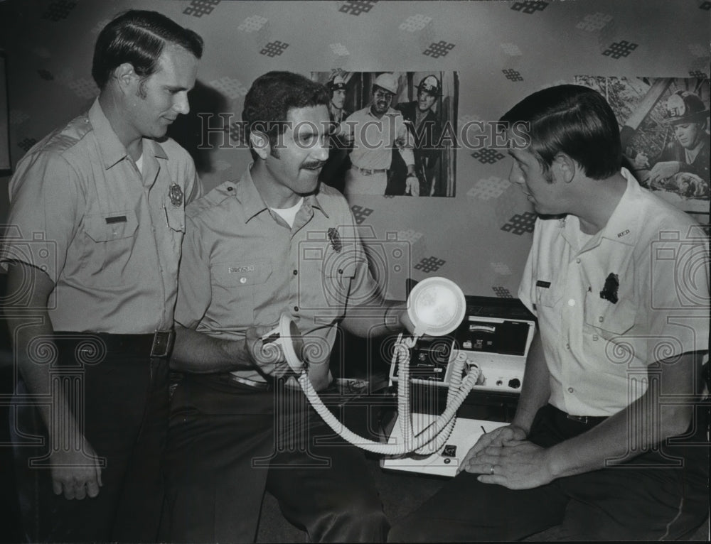 1973 Press Photo Three New Fire Medics Show Off Gear, Alabama - abna08758 - Historic Images